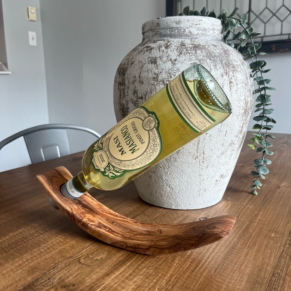 Olive wood wine holder